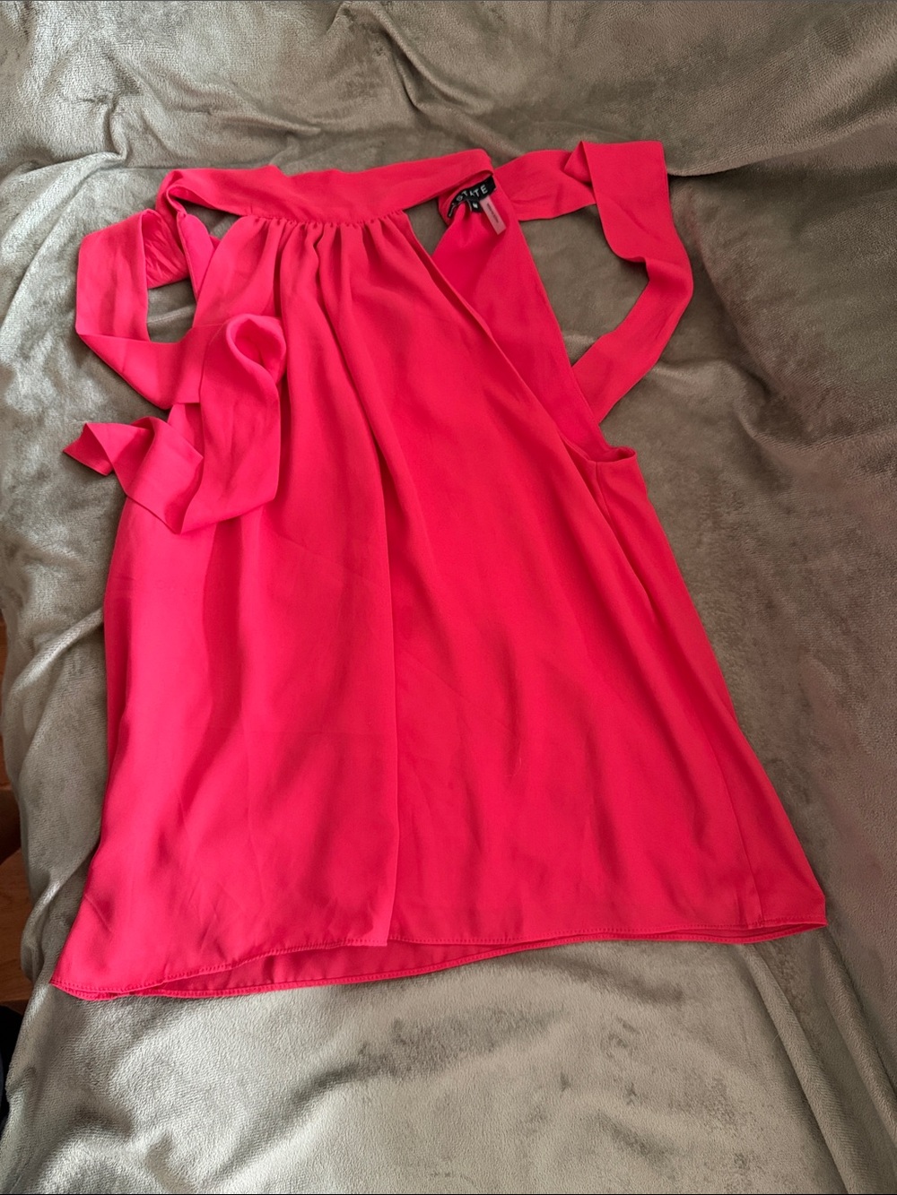 1. State Vibrant Pink Halter Tie Neck Camisole